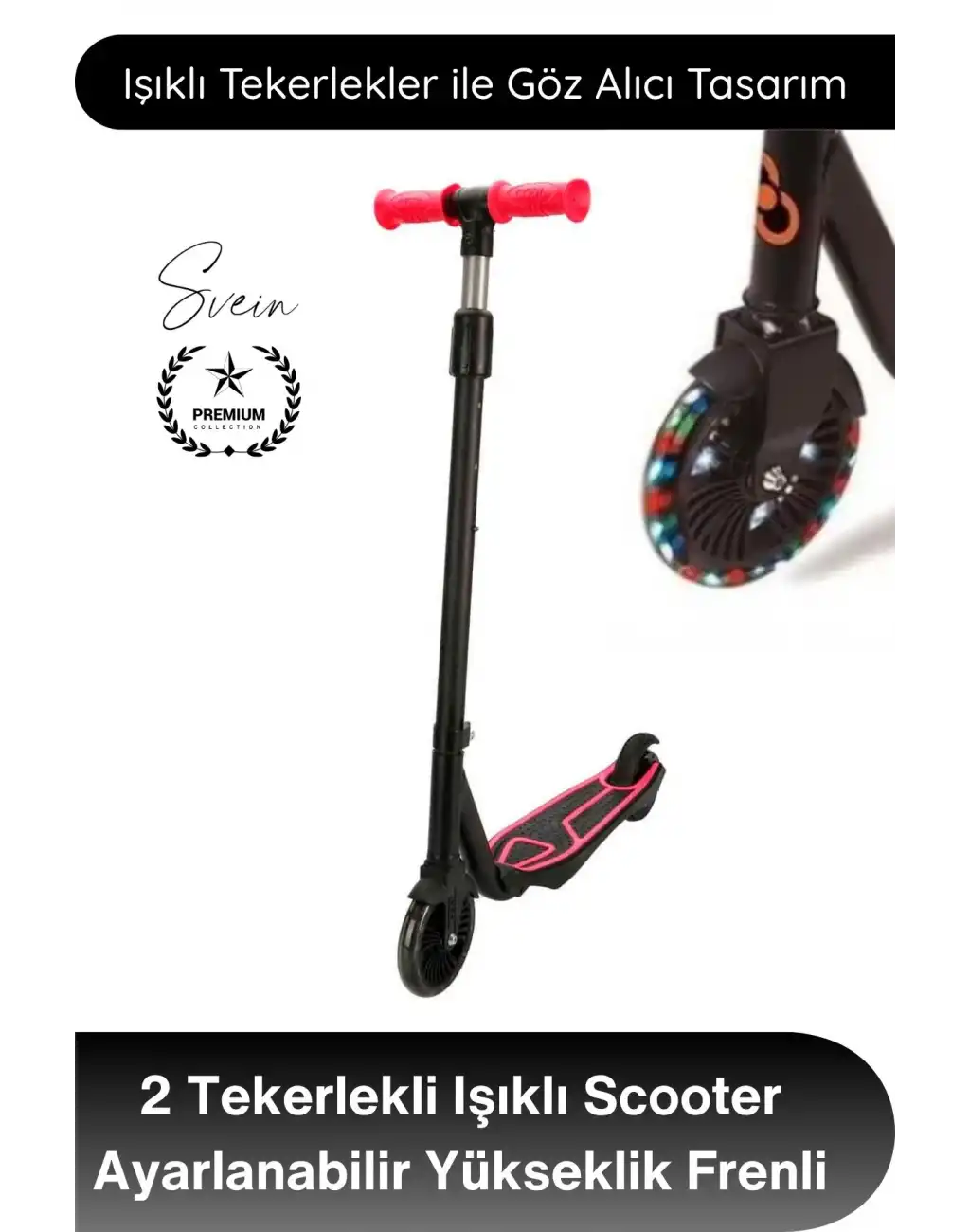 #Scooter 2 Tekerlekli Işıklı Scooter Ayarlanabilir Yükseklik Frenli Kaydırmaz Tabanlı Çocuk Scooter Antibakteriyel Elcikli Dayanıklı Tekerlekli Unisex 50 Kg Taşıma Kapasiteli Mavi Pembe Yeşil