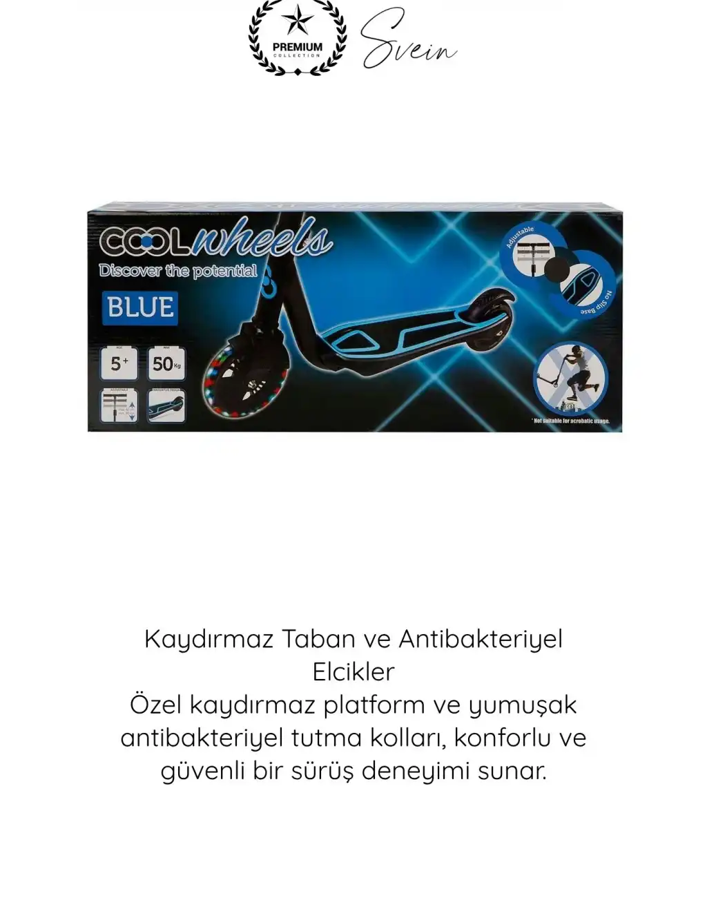 #Scooter 2 Tekerlekli Işıklı Scooter Ayarlanabilir Yükseklik Frenli Kaydırmaz Tabanlı Çocuk Scooter Antibakteriyel Elcikli Dayanıklı Tekerlekli Unisex 50 Kg Taşıma Kapasiteli Mavi Pembe Yeşil