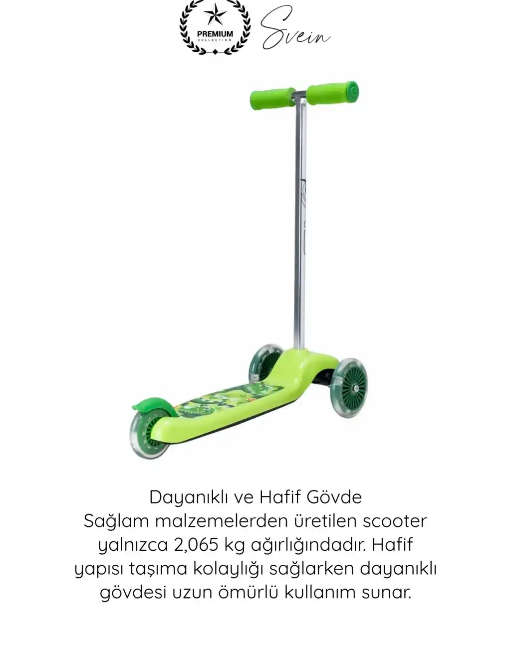 #Scooter 3 Tekerlekli Işıklı Dinozor Scooter Çocuk Frenli Kaydırmaz Tabanlı Denge Geliştirici Twist Direksiyonlu Unisex Oyuncak Yeşil Renkli 2 Yaş Üzeri 20 Kg Taşıma Kapasiteli Eğitici