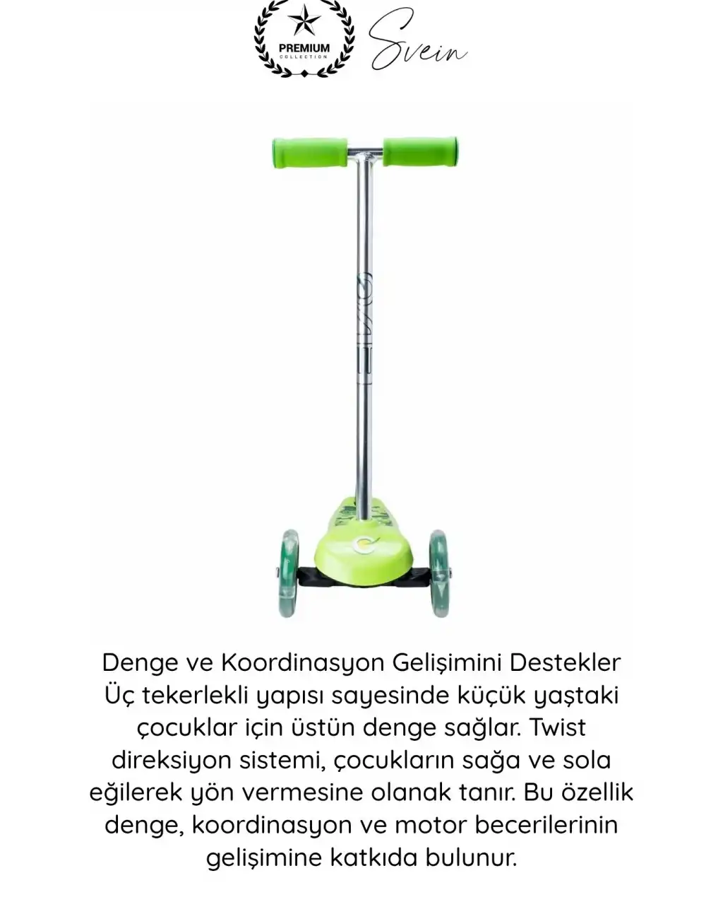 #Scooter 3 Tekerlekli Işıklı Dinozor Scooter Çocuk Frenli Kaydırmaz Tabanlı Denge Geliştirici Twist Direksiyonlu Unisex Oyuncak Yeşil Renkli 2 Yaş Üzeri 20 Kg Taşıma Kapasiteli Eğitici
