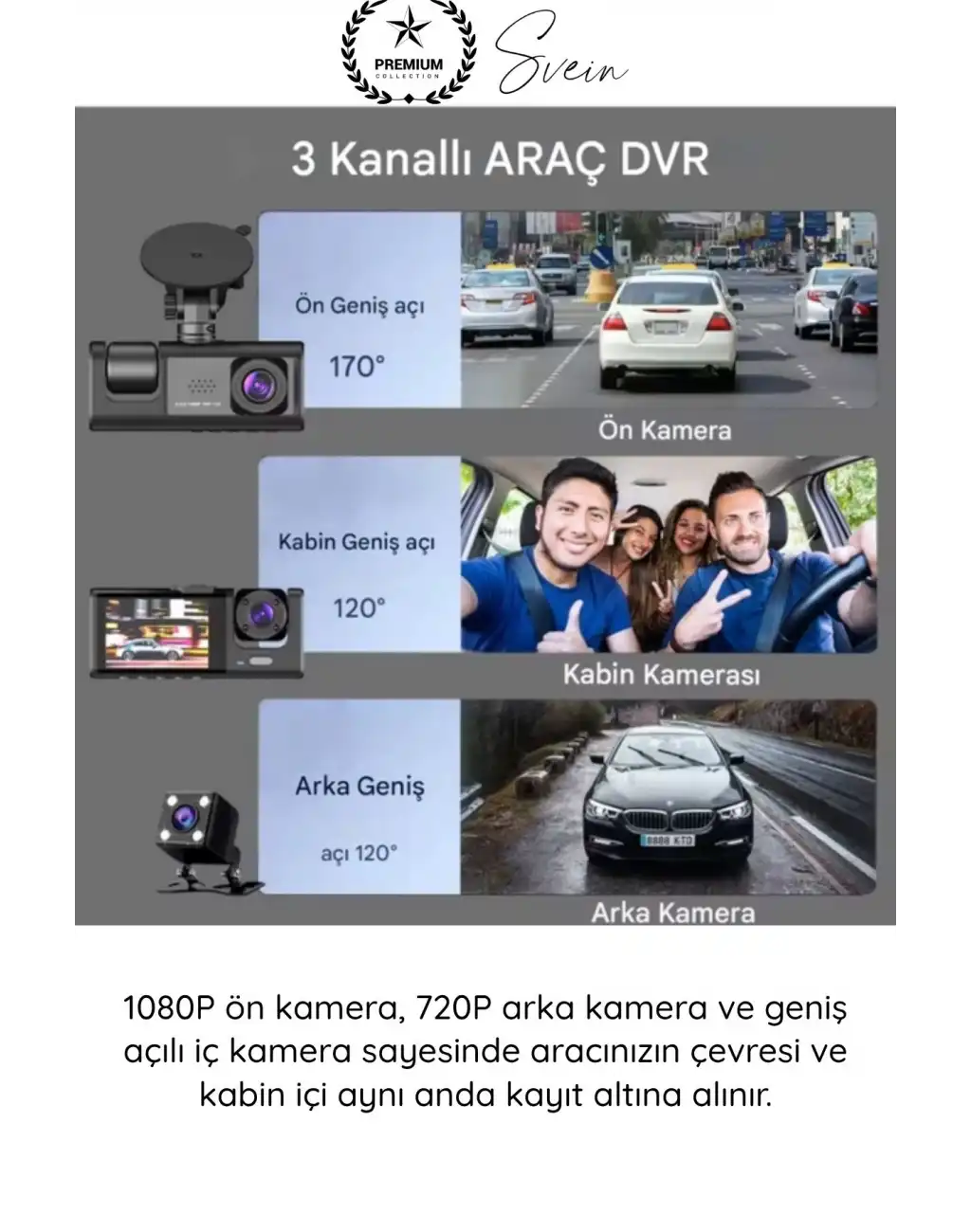 #Kamera Üç Kameralı Araç İçi Kayıt Sistemi Full HD 1080P Gece Görüşlü G Sensörlü Park Modlu Ön Arka İç Kamera IPS Ekran H.264 Döngüsel Kayıt Geri Görüş Destekli Oto Dash Cam Video Kaydedici
