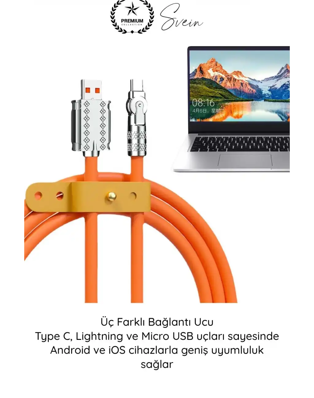 #ŞarjKablosu 3in1 Manyetik Hızlı Şarj Kablosu 120W Type C Lightning Micro USB Çinko Alaşımlı 1.2 Metre Dolaşmaz Data Veri Aktarım Destekli Dayanıklı Telefon Tablet Uyumlu USB Şarj Kablo
