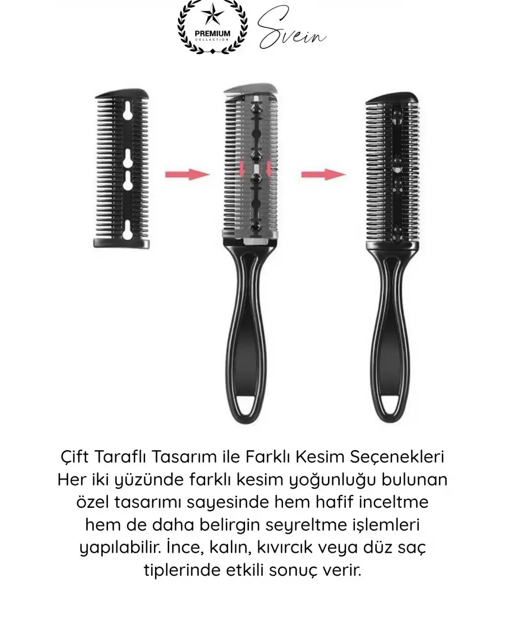 #Tarak 2 Jiletli Saç Sakal İnceltme Tarağı Profesyonel Berber Kuaför Kırık Uç Düzeltme Kat Verme Şekillendirme Seyreltme Kesim Aparatı Çift Taraflı Güvenlik Korumalı Paslanmaz Çelik 18 cm
