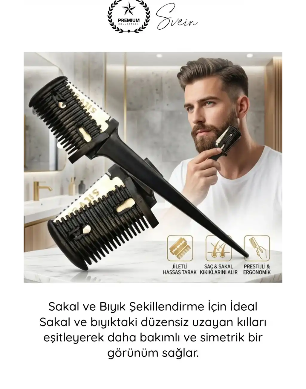 #Tarak Jiletli Saç Sakal İnceltme Tarağı Profesyonel Berber Kuaför Kırık Uç Düzeltme Kat Verme Şekillendirme Seyreltme Kesim Aparatı Çift Taraflı Güvenlik Korumalı Standart Jilet Uyumlu 17 cm