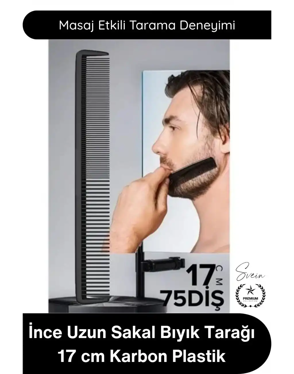#Tarak İnce Uzun Sakal Bıyık Tarağı 17 cm Karbon Plastik Profesyonel Cep Tipi Masaj Etkili Antistatik Sakal Şekillendirme Günlük Kullanım Tüm Saç Tiplerine Uygun Hafif Taşınabilir