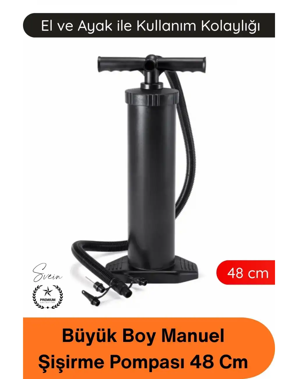 #Pompa Büyük Boy Şişirme Pompası 48 Cm El Ayak Kullanımlı Manuel Hava Pompası Şişme Yatak Deniz Yatağı Bot Can Simidi Havuz Oyuncağı Kamp İçin Taşınabilir Dayanıklı Özel Sibop Başlıklı