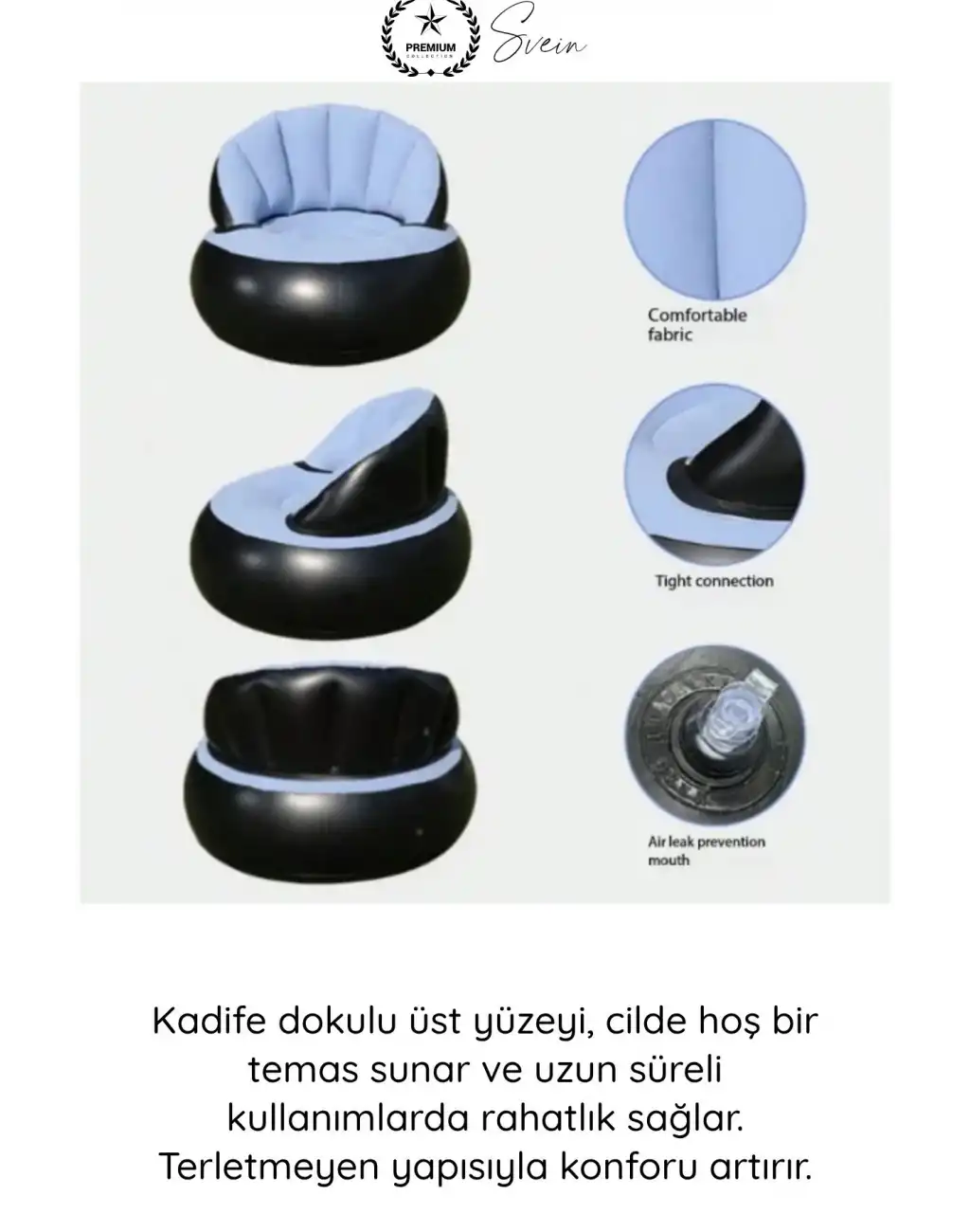 #Koltuk Şişme Tekli Koltuk Kadife Dokulu Ergonomik Konforlu Katlanabilir Portatif Kamp Bahçe Balkon Teras Plaj Havuz PVC Dayanıklı Hava Sızdırmaz Oturma Minderli Misafir Dinlenme Koltuğu 85x74 cm