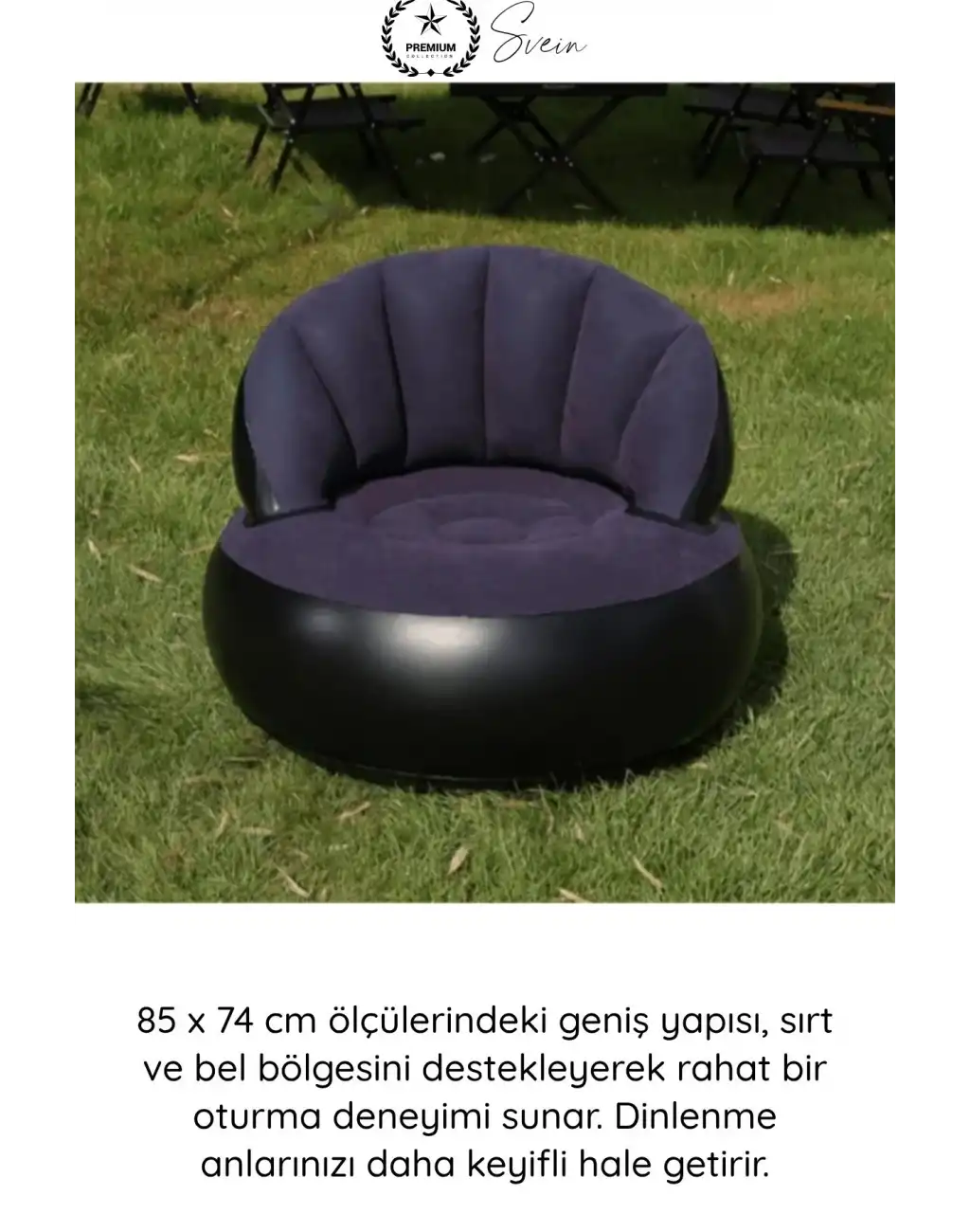 #Koltuk Şişme Tekli Koltuk Kadife Dokulu Ergonomik Konforlu Katlanabilir Portatif Kamp Bahçe Balkon Teras Plaj Havuz PVC Dayanıklı Hava Sızdırmaz Oturma Minderli Misafir Dinlenme Koltuğu 85x74 cm