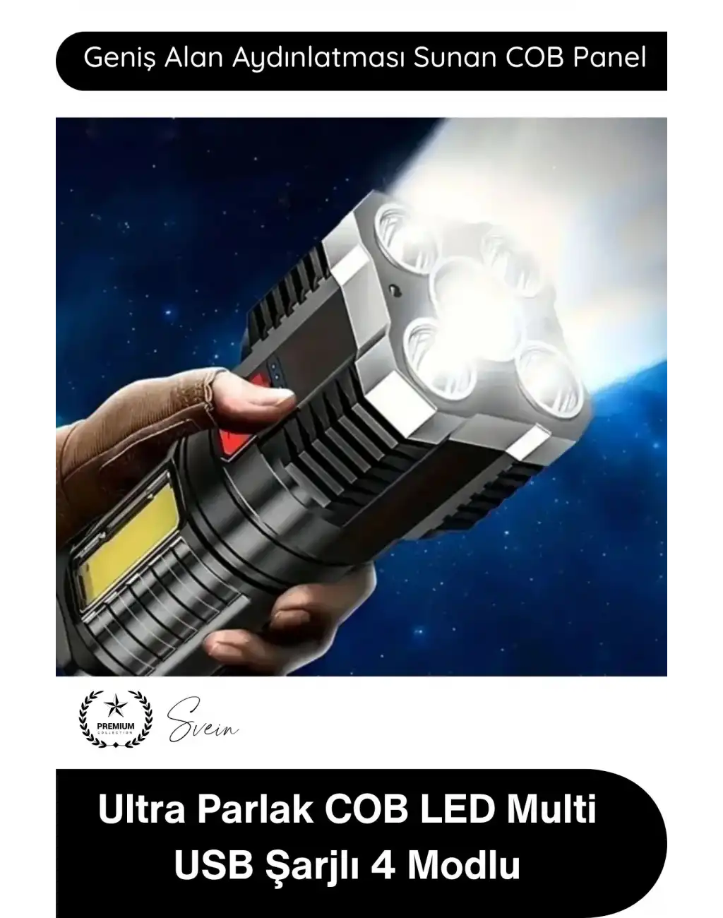 #ElFeneri El Feneri Ultra Parlak COB LED Multi USB Şarjlı 4 Modlu Şarj Göstergeli Kamp Piknik Işıldak Acil Durum SOS Yan Panel Güçlü Aydınlatma Taşınabilir Ergonomik Dayanıklı Projektör