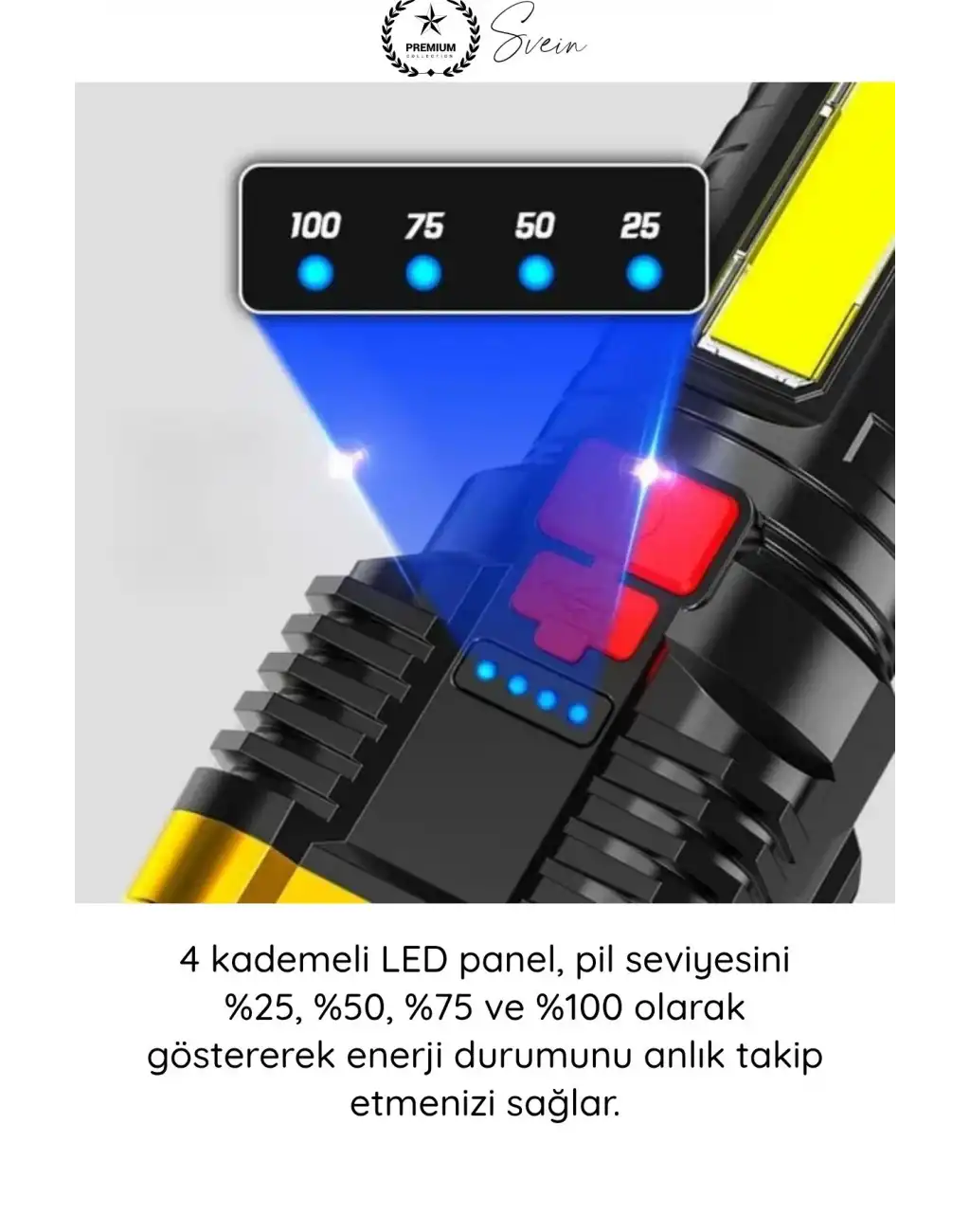 #ElFeneri El Feneri Ultra Parlak COB LED Multi USB Şarjlı 4 Modlu Şarj Göstergeli Kamp Piknik Işıldak Acil Durum SOS Yan Panel Güçlü Aydınlatma Taşınabilir Ergonomik Dayanıklı Projektör