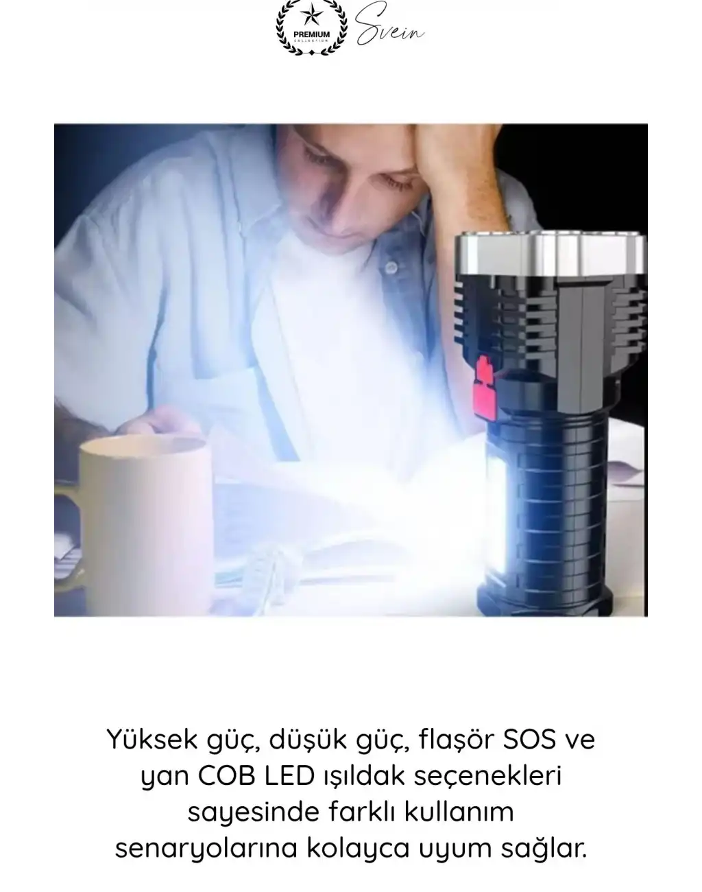 #ElFeneri El Feneri Ultra Parlak COB LED Multi USB Şarjlı 4 Modlu Şarj Göstergeli Kamp Piknik Işıldak Acil Durum SOS Yan Panel Güçlü Aydınlatma Taşınabilir Ergonomik Dayanıklı Projektör
