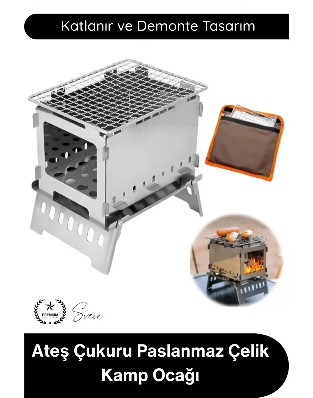 #KampOcağı Ateş Çukuru Paslanmaz Çelik Kamp Ocağı Katlanır Taşınabilir Outdoor Izgara Bushcraft Piknik Barbekü Sobası Demonte Kompakt Portatif Rüzgar Korumalı Odun Yakma Ünitesi Taşıma Çantalı
