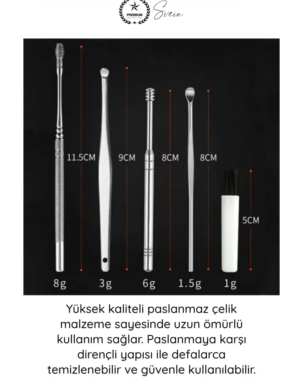#KulakBakım Kulak Temizleyici Seti 6 Parça Paslanmaz Çelik Kulak Bakım Aparatı Metal Kir Temizleme Kiti Ergonomik Kaymaz Saplı Hijyenik Sterilize Edilebilir Taşıma Kutulu Profesyonel Kulak Kaşığı