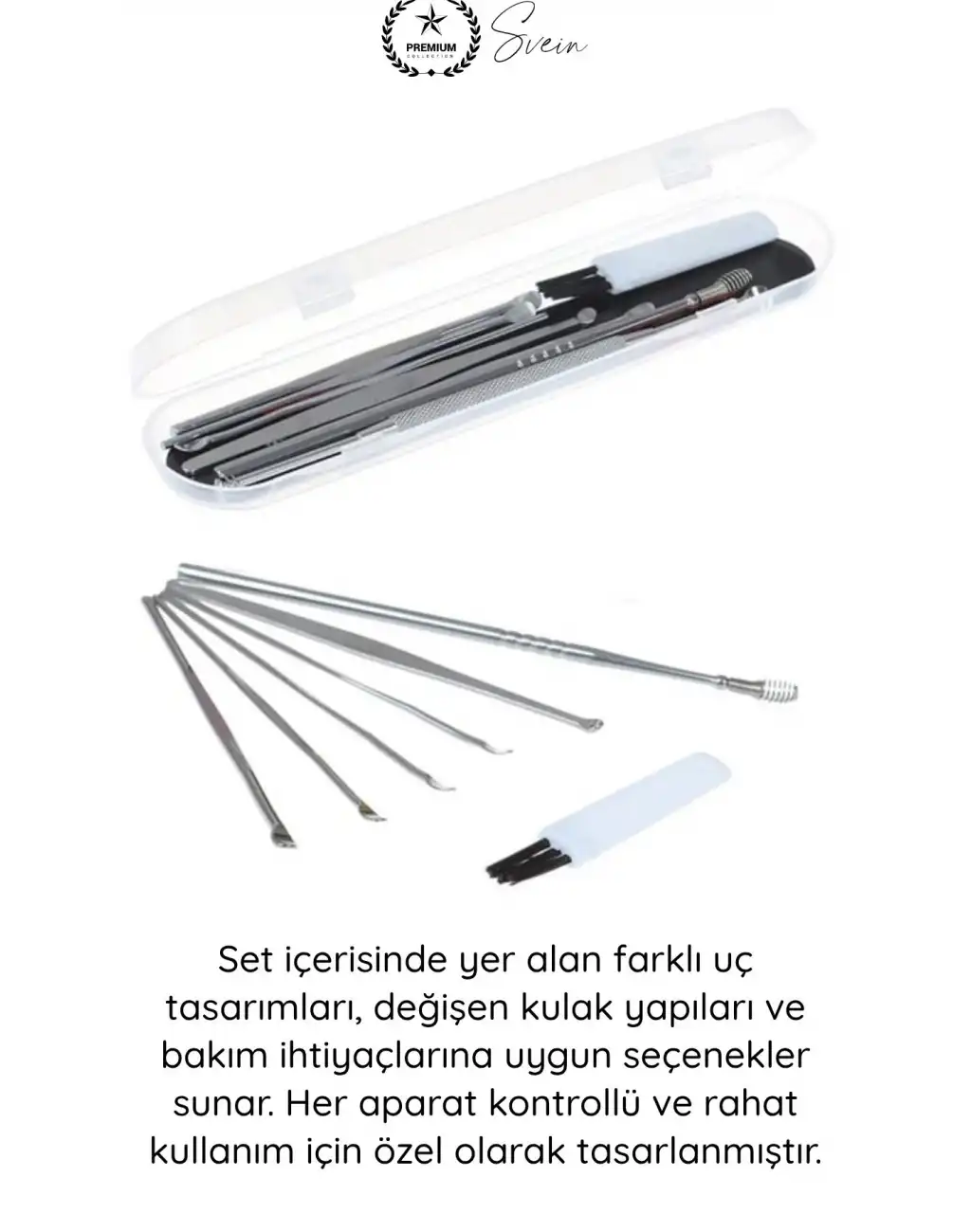 #KulakBakım Kulak Temizleyici Seti 6 Parça Paslanmaz Çelik Kulak Bakım Aparatı Metal Kir Temizleme Kiti Ergonomik Kaymaz Saplı Hijyenik Sterilize Edilebilir Taşıma Kutulu Profesyonel Kulak Kaşığı