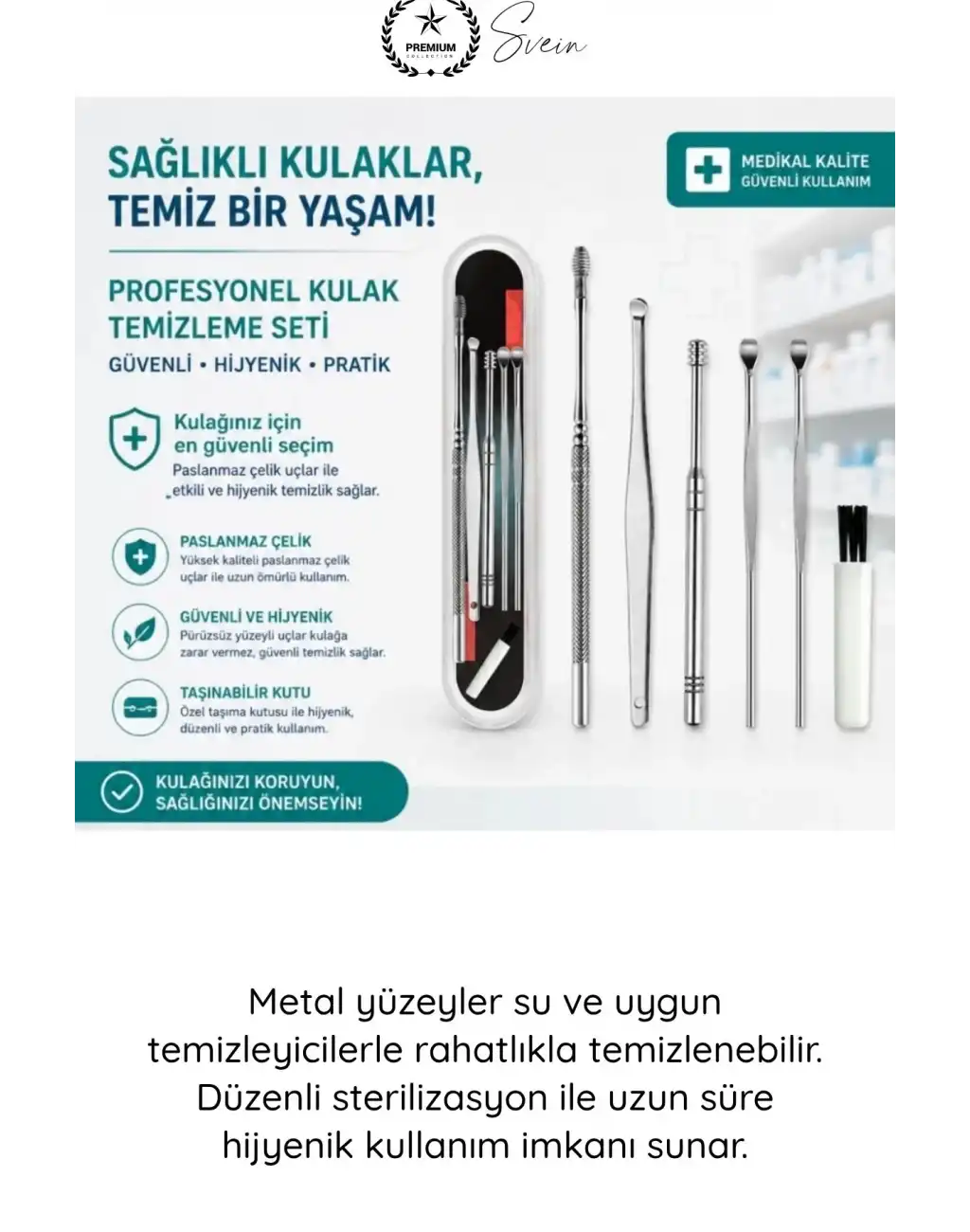 #KulakBakım Kulak Temizleyici Seti 6 Parça Paslanmaz Çelik Kulak Bakım Aparatı Metal Kir Temizleme Kiti Ergonomik Kaymaz Saplı Hijyenik Sterilize Edilebilir Taşıma Kutulu Profesyonel Kulak Kaşığı