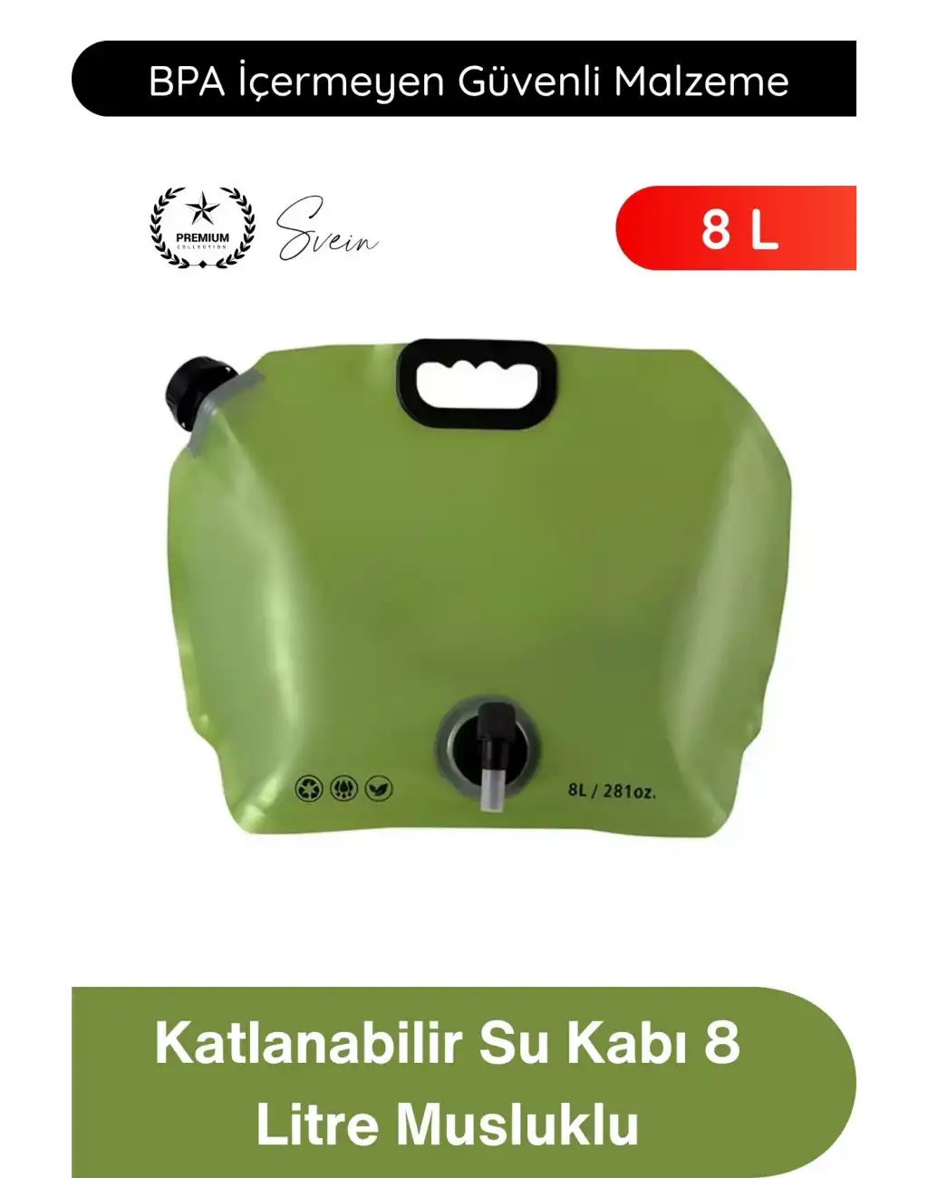 #SuKabı Katlanabilir Su Kabı 8 Litre Musluklu Akordiyon Su Deposu Kamp Karavan Piknik Portatif BPA İçermeyen Taşınabilir Sızdırmaz Hijyenik Plastik Su Bidonu Outdoor Kullanım