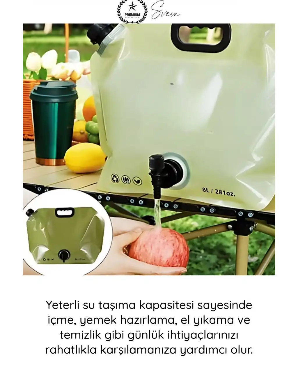 #SuKabı Katlanabilir Su Kabı 8 Litre Musluklu Akordiyon Su Deposu Kamp Karavan Piknik Portatif BPA İçermeyen Taşınabilir Sızdırmaz Hijyenik Plastik Su Bidonu Outdoor Kullanım