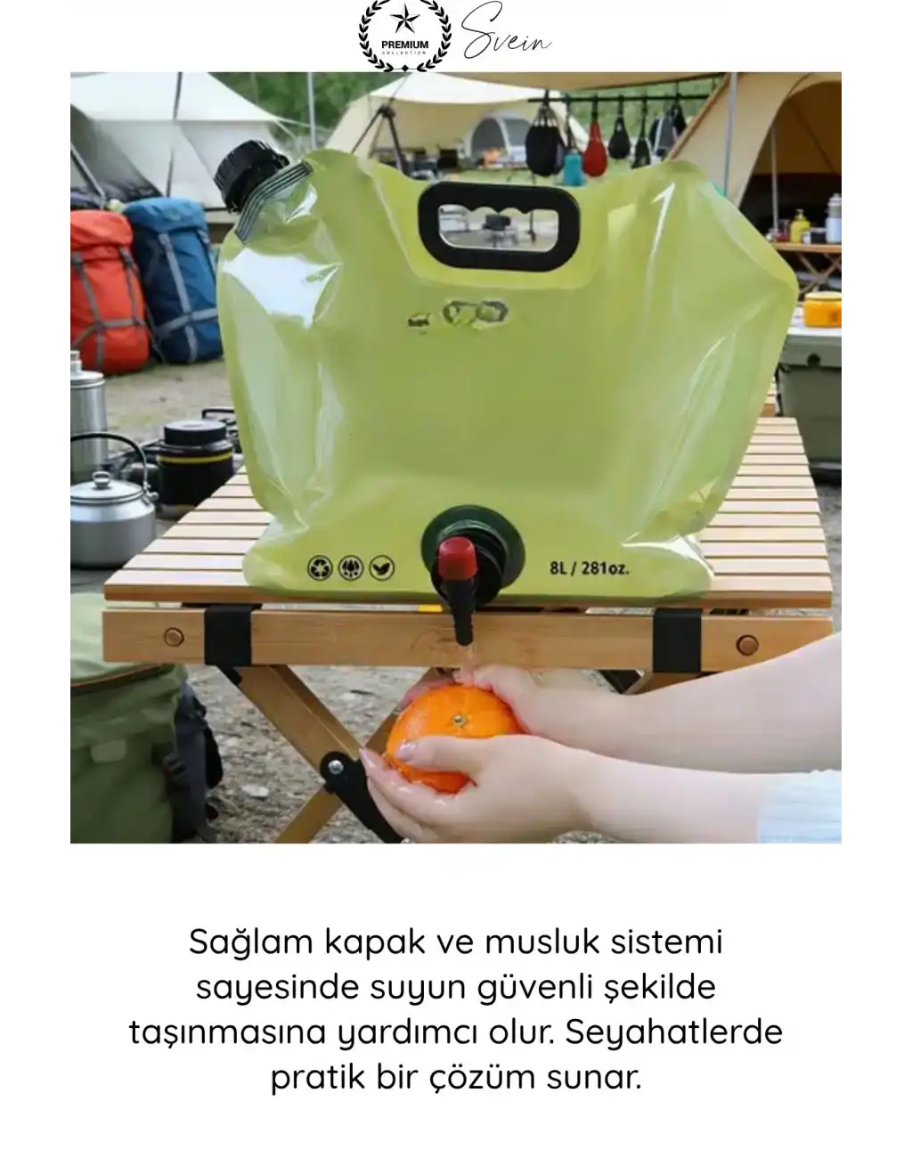 #SuKabı Katlanabilir Su Kabı 8 Litre Musluklu Akordiyon Su Deposu Kamp Karavan Piknik Portatif BPA İçermeyen Taşınabilir Sızdırmaz Hijyenik Plastik Su Bidonu Outdoor Kullanım