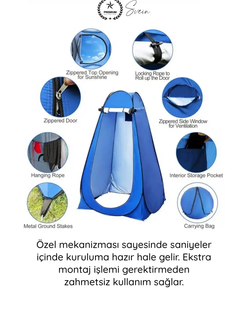 #Çadır Giyinme Çadırı Otomatik Kamp Duş Çadırı Tuvalet Kabini Pencereli Fermuarlı İç Göstermeyen Portatif Prova Kabin Deniz Pazar Fotoğrafçı Kullanımı Taşıma Çantalı 120x120x190 cm