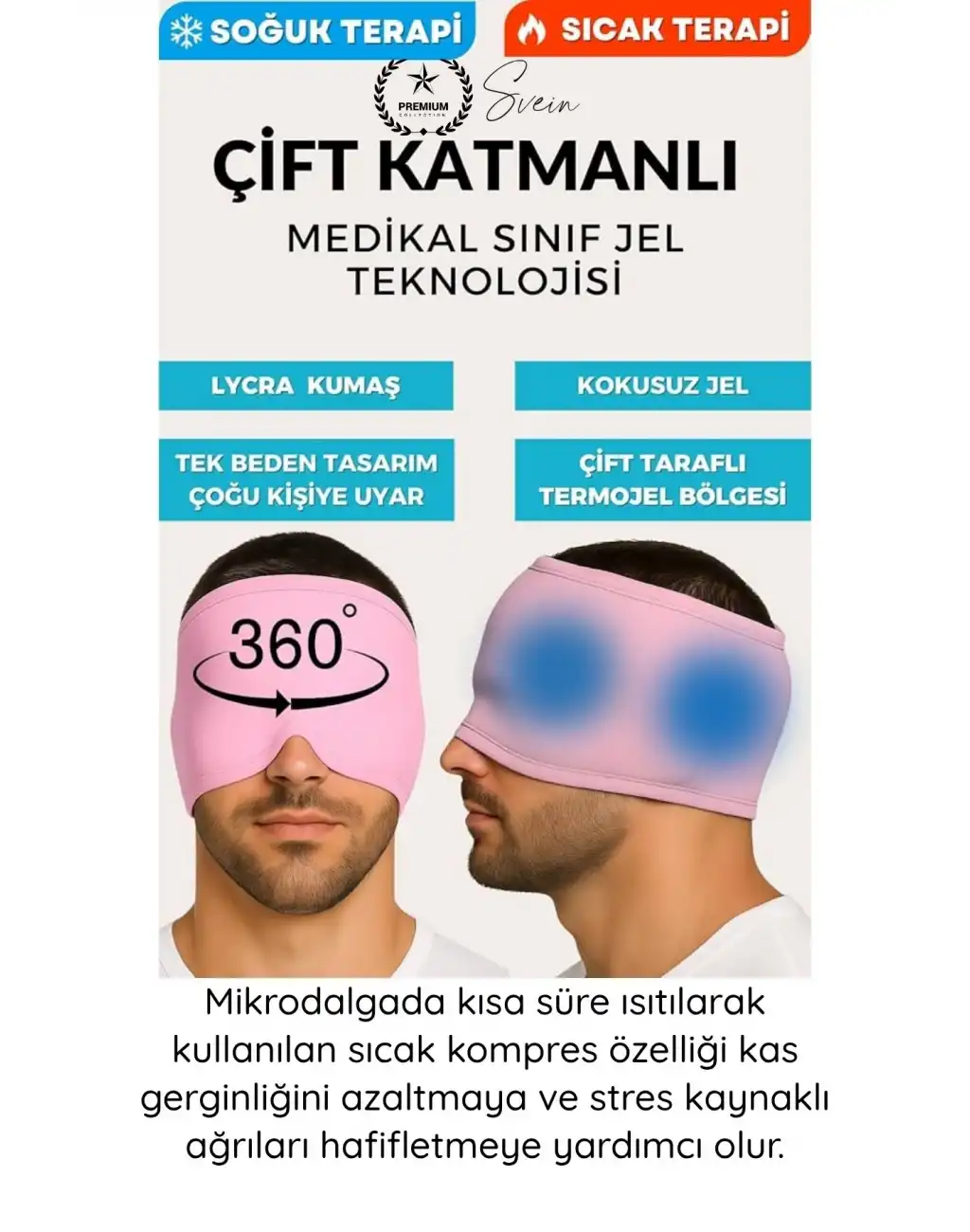 #RahatlatıcıMaske Migren Rahatlatıcı Jel Kompres Kafa Bandı Soğuk Sıcak Terapi Baş Ağrısı Uyku Göz Dinlendirme Elastik Medikal Silikon Kompresyon Bandı Sinüzit Stres Yorgunluk Rahatlatıcı Maske