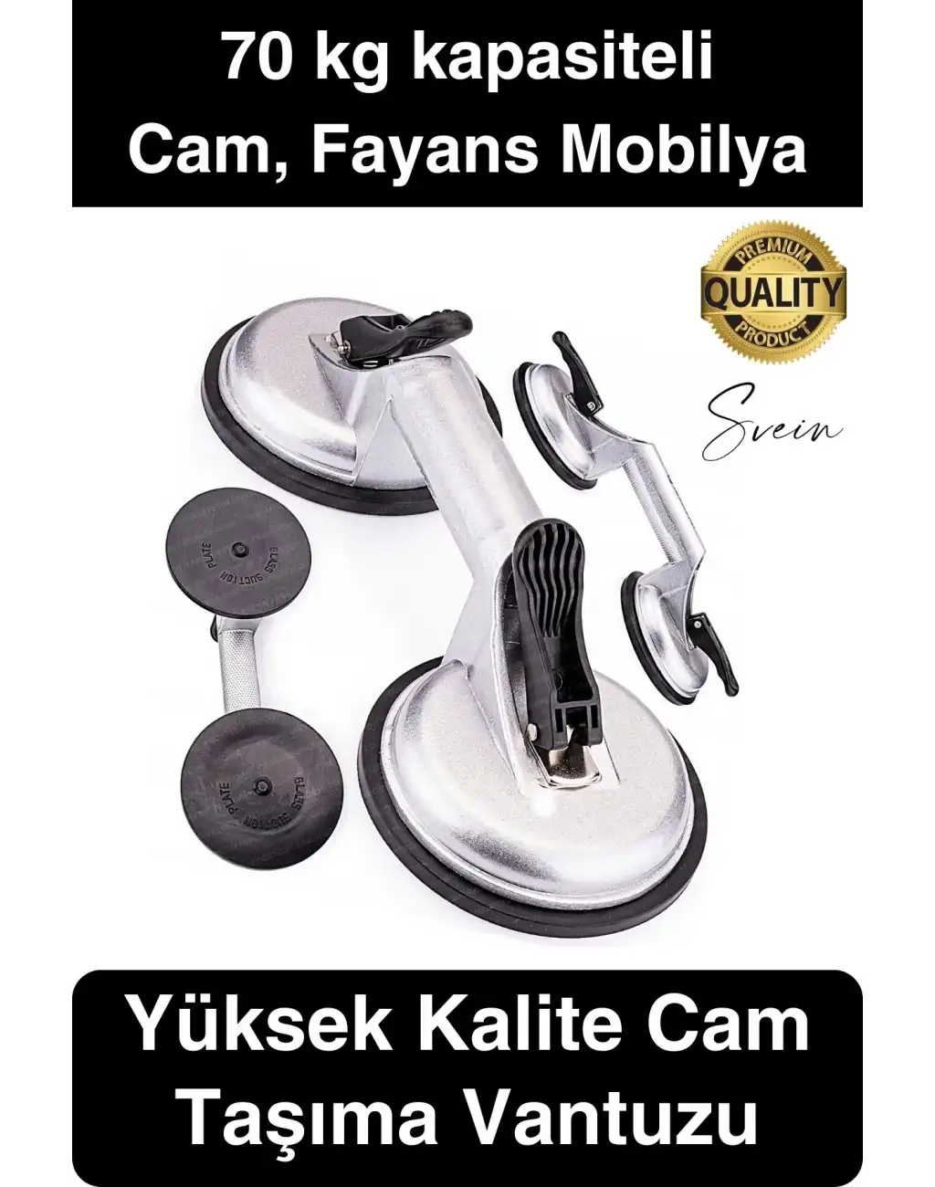 70 Kg Kapasiteli İkili Cam Vantuzu Alüminyum Vakumlu Taşıma Kaporta Göçük Çektirme Fayans Tutucu