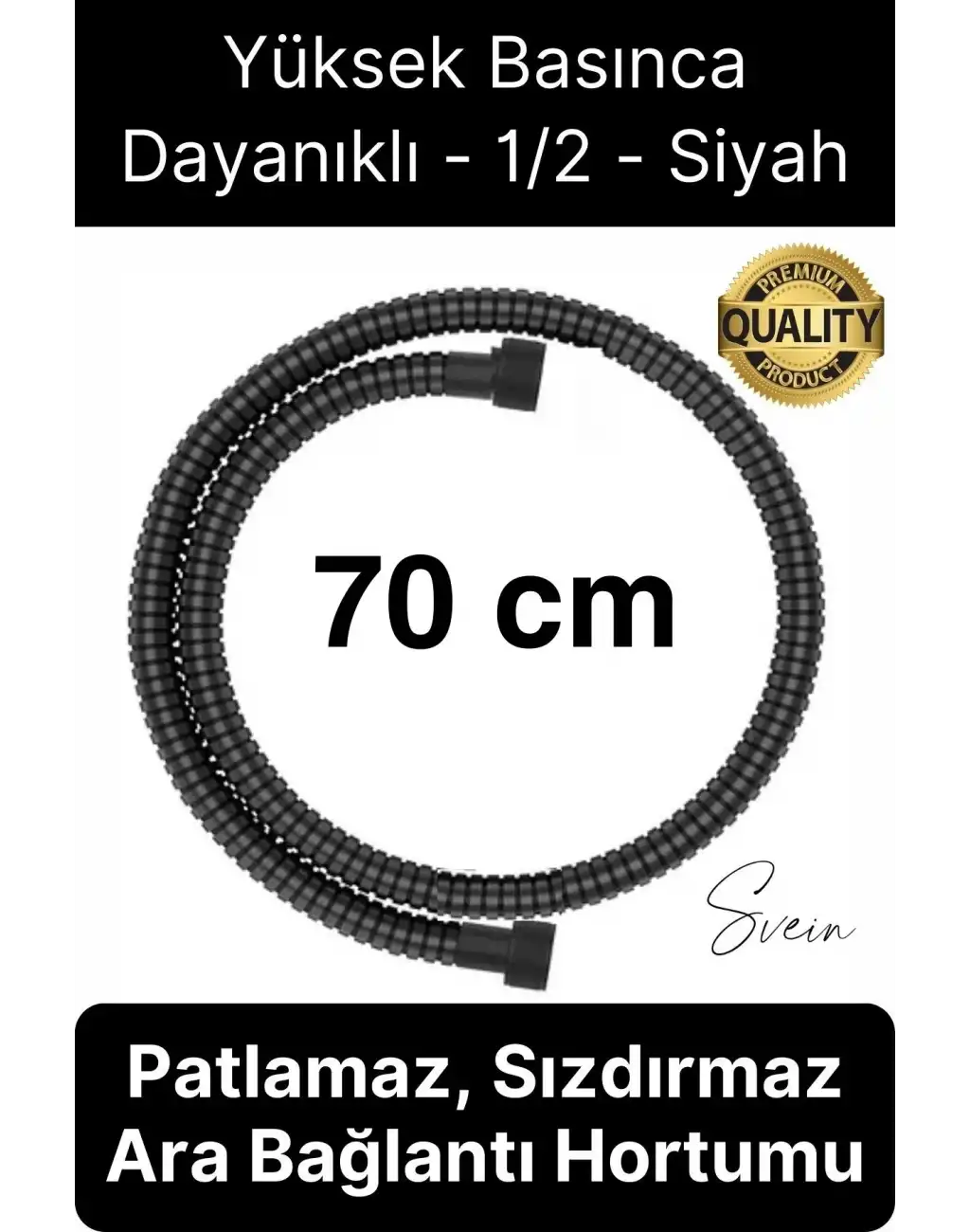 70 cm Siyah Kısa Tepe Ara Duş Hortumu Spiral Robot Bağlantı Örgü Dayanıklı Kopmaz Patlamaz Sızdırmaz