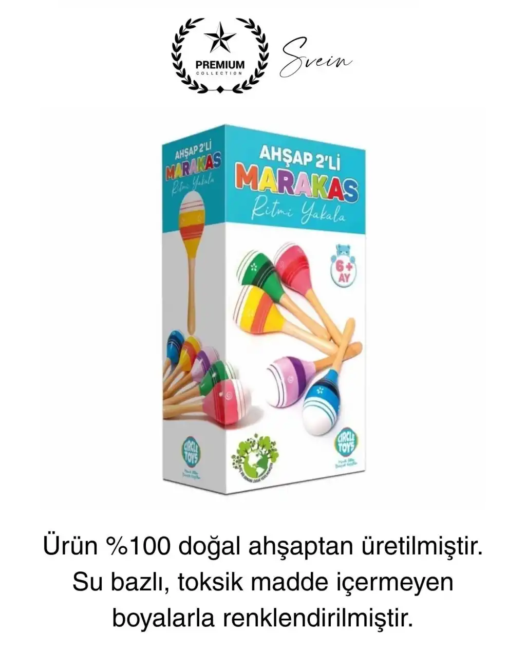 Ahşap 2li Marakas Seti Ritmi Yakala Müzik Aleti Çocuk Bebek Sesli Çın Çın Davul Çıngırak Vurmalı