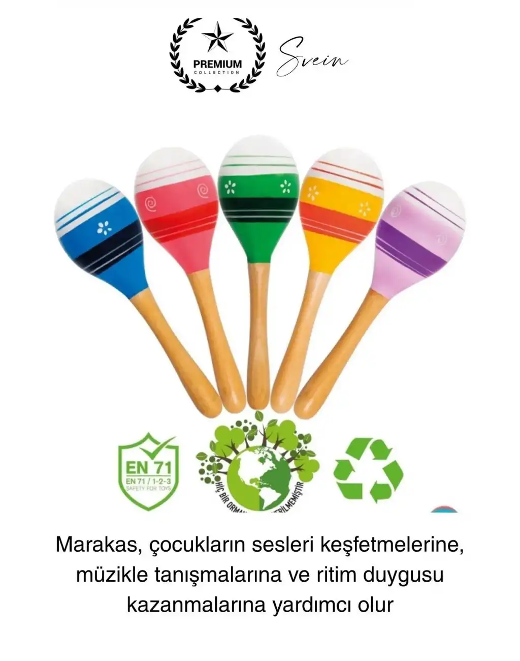 Ahşap 2li Marakas Seti Ritmi Yakala Müzik Aleti Çocuk Bebek Sesli Çın Çın Davul Çıngırak Vurmalı