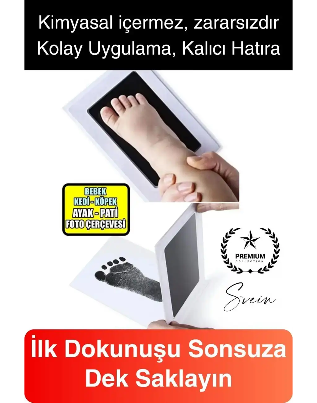 Bebek El Ayak İzi Fotoğraf Çerçeve Seti Resim Mürekkepsiz Baskı Kiti Anı Yeni Doğan Hediye Hatıra