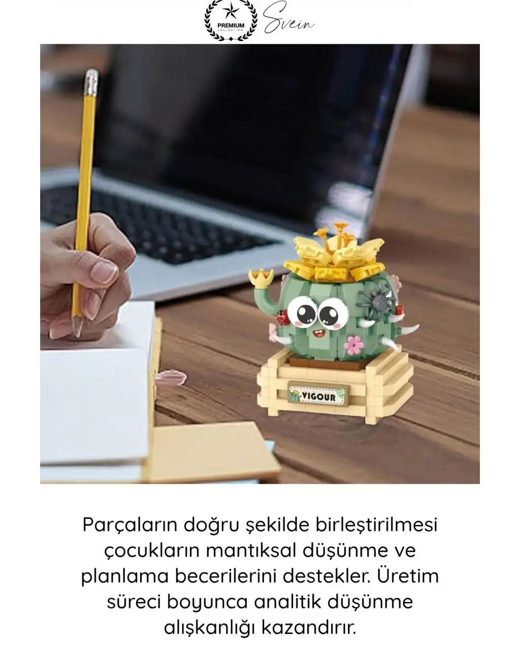 #BlokPuzzle Kaktüs Blok Oyuncak 450 Parça Yapı İnşa Seti Eğitici Zeka Geliştirici Montaj Puzzle STEM Tasarım Motor Beceri Dikkat Konsantrasyon Çocuk Hobi Aktivite Oyunu Renkli Maket