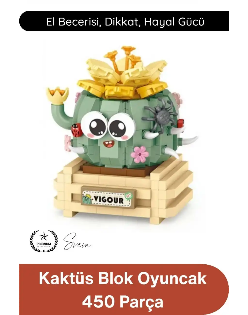 #BlokPuzzle Kaktüs Blok Oyuncak 450 Parça Yapı İnşa Seti Eğitici Zeka Geliştirici Montaj Puzzle STEM Tasarım Motor Beceri Dikkat Konsantrasyon Çocuk Hobi Aktivite Oyunu Renkli Maket
