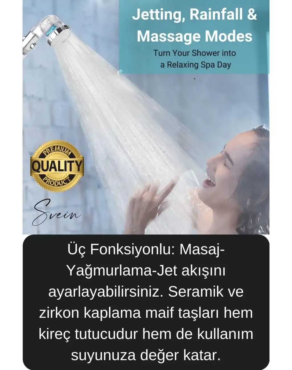 Boncuklu Özel Filtreli Arıtmalı Tazyikli Kireç Önleyici Su Tasarruflu Duş Başlığı 06026