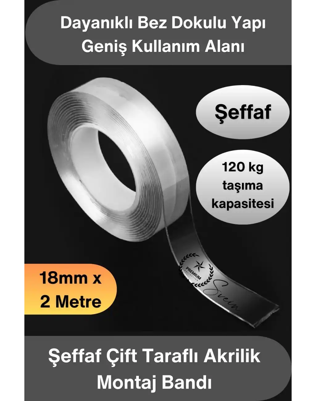 #ÇiftTaraflıBant Şeffaf Çift Taraflı Akrilik Montaj Bandı 18mm x 2 Metre Güçlü Yapışkan İz Bırakmayan Silikonize Nano Sabitleme Bandı Cam Duvar Ayna Otomotiv Çıta Logo Askılık Pano Ev Ofis Kullanımı