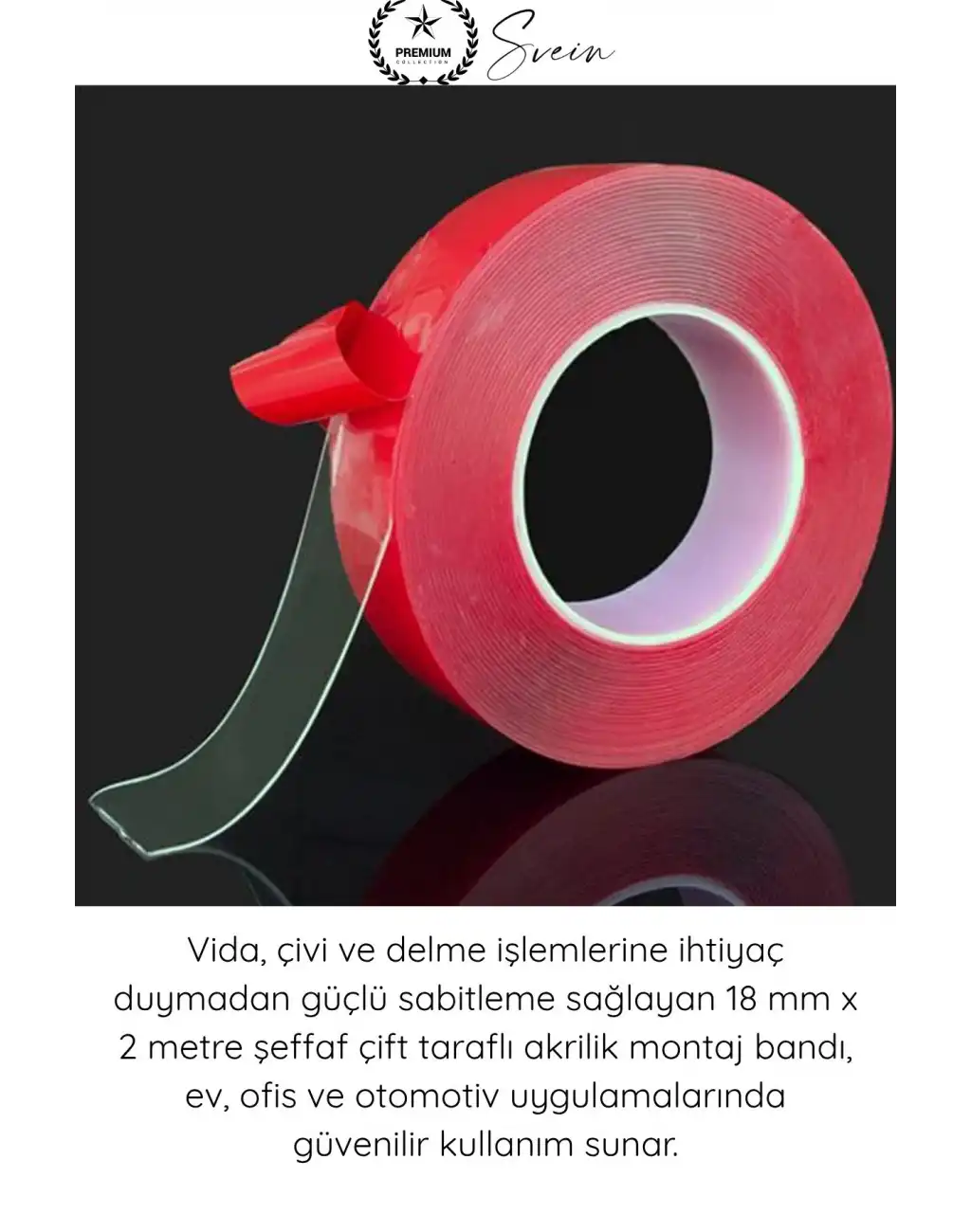 #ÇiftTaraflıBant Şeffaf Çift Taraflı Akrilik Montaj Bandı 18mm x 2 Metre Güçlü Yapışkan İz Bırakmayan Silikonize Nano Sabitleme Bandı Cam Duvar Ayna Otomotiv Çıta Logo Askılık Pano Ev Ofis Kullanımı