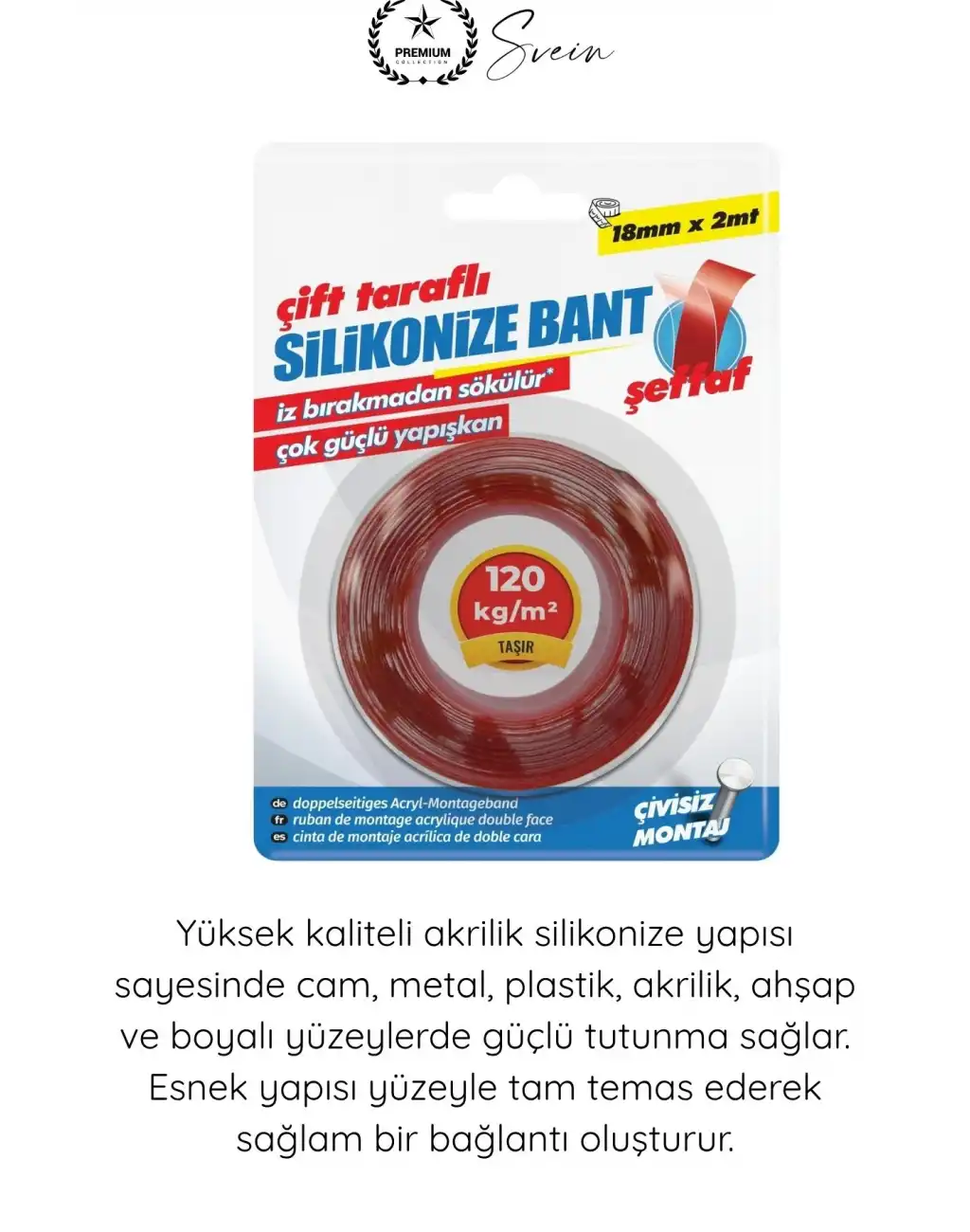 #ÇiftTaraflıBant Şeffaf Çift Taraflı Akrilik Montaj Bandı 18mm x 2 Metre Güçlü Yapışkan İz Bırakmayan Silikonize Nano Sabitleme Bandı Cam Duvar Ayna Otomotiv Çıta Logo Askılık Pano Ev Ofis Kullanımı