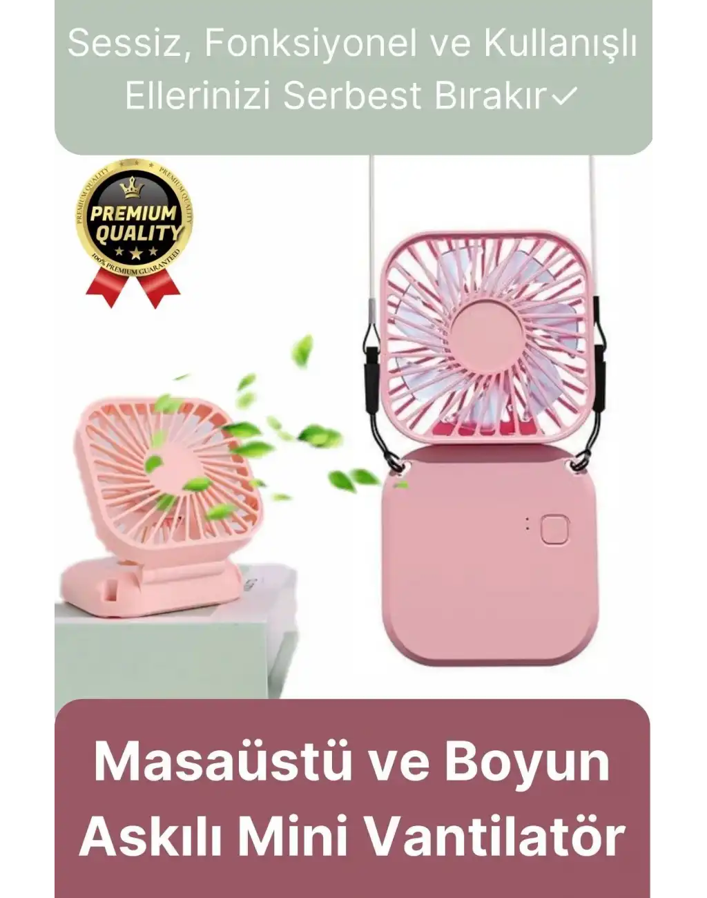 Çok Fonksiyonlu Taşınabilir Sessiz Serinletici Şarjlı Fan Masaüstü Ve Boyun Askılı Mini Vantilatör