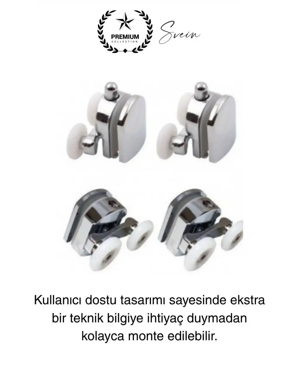 Dayanıklı Duşakabin Tekerleği Alt Üst Sürgülü Cam Kabin Krom Görünümlü Plastik Gövdeli 4lü Set