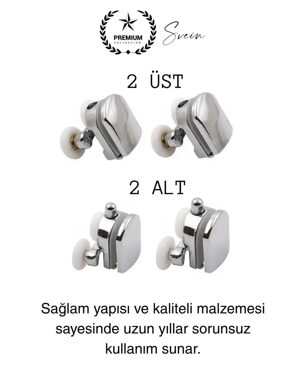 Dayanıklı Duşakabin Tekerleği Alt Üst Sürgülü Cam Kabin Krom Görünümlü Plastik Gövdeli 4lü Set