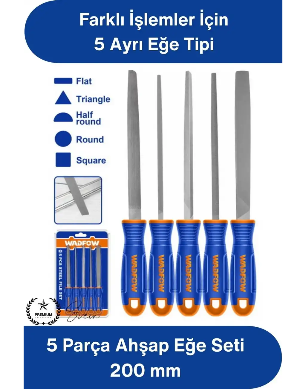 #EğeSeti 5 Parça Metal Eğe Seti 200 mm Karbon Çelik Orta Pürüzlü Düz Yuvarlak Yarım Yuvarlak Kare Üçgen Törpü Ergonomik Sap Demir Çelik Bakır Alüminyum El İşleme Profesyonel