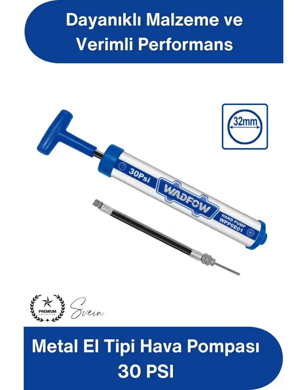 #ElPompası Metal El Tipi Hava Pompası 30 PSI Mini Bisiklet Lastik Top Şişirme Pompası Alüminyum Gövdeli İğne Uçlu Manuel Taşınabilir Futbol Basketbol Voleybol Araç Kamp Spor Pompası
