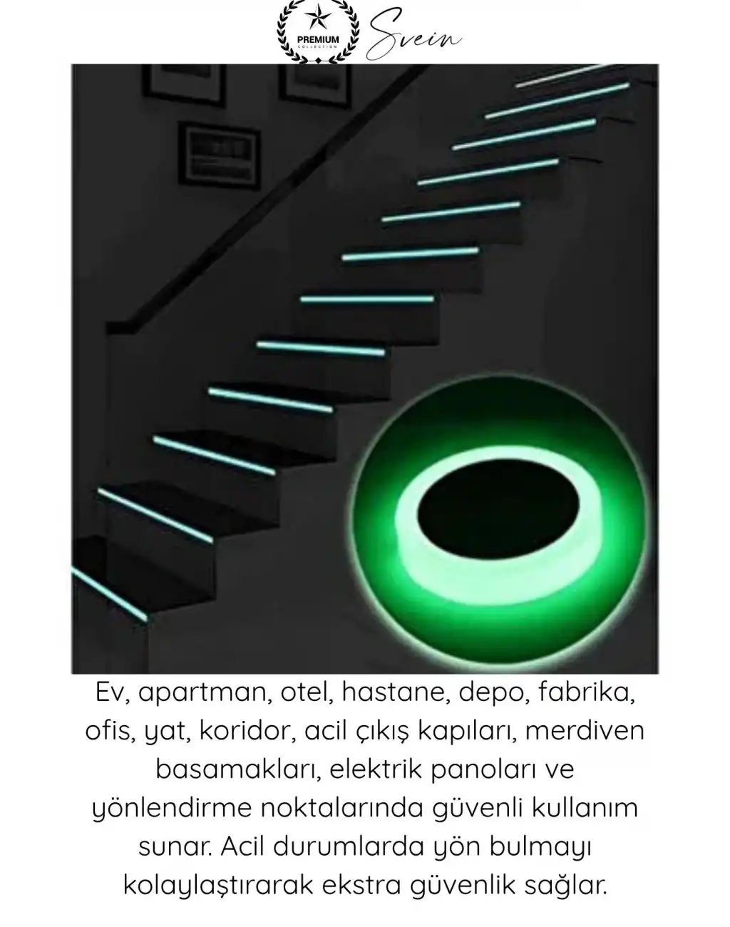 #FosforluBant Gece Parlayan Fosforlu Fotolümen Bant 15mm x 5 Metre Kendinden Yapışkanlı Acil Çıkış Yönlendirme Şeridi Güvenlik Merdiven Basamak Uyarı İşaretleme Işık Depolayan Parlak İz Bantı