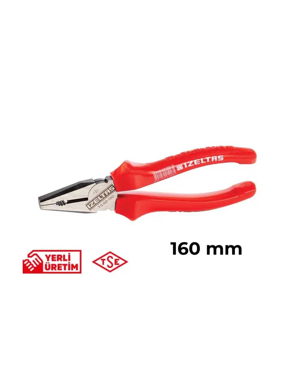 İzeltaş Kombine Pense Opak Seri 160 mm Ergonomik Kaymaz Sağlam Tutuş Günlük ve Profesyonel Kullanım Elektrik Kablo Kesme Aleti