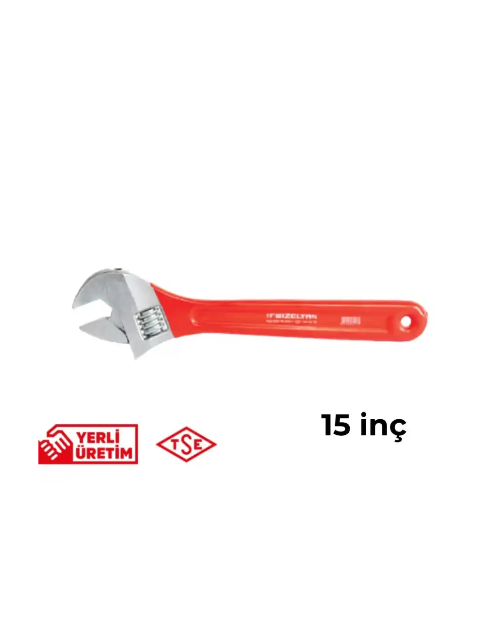 İzeltaş Kurbağacık Anahtar 15 İnç Uzun Ömürlü Ergonomik Saplı Sağlam Paslanmaz Çelik Çok Amaçlı Profesyonel Kullanım İngiliz Anahtarı