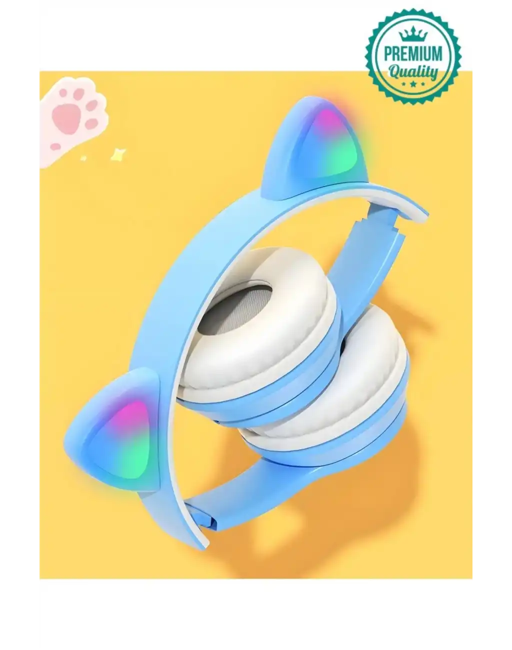 Kablosuz Gürültü Engelleyen Bluetooth Işıklı Mikrofonlu Kedi Kulaklı Sevimli Oyun Müzik Kulaklığı