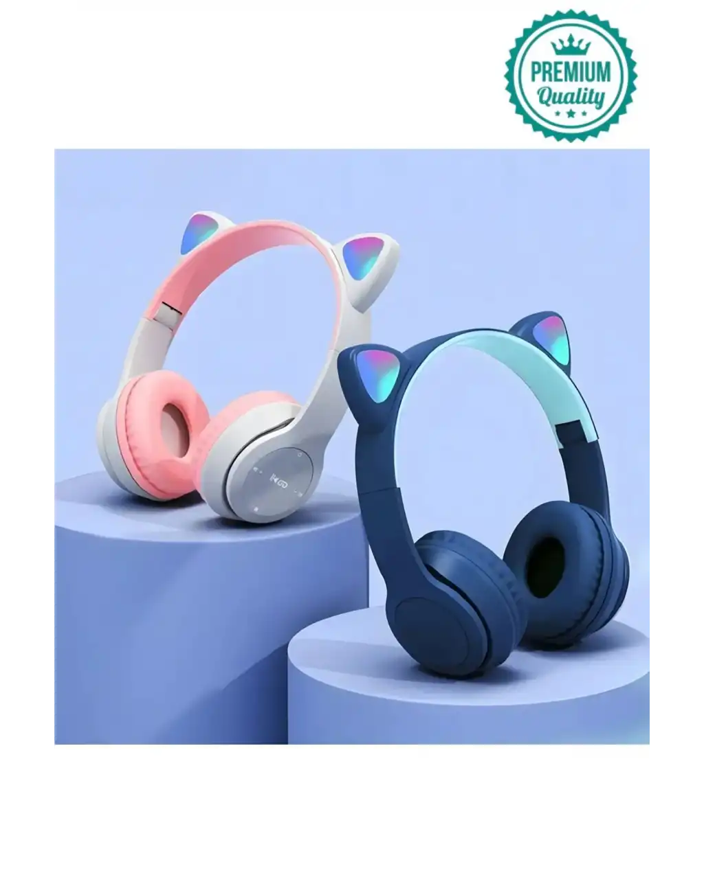 Kablosuz Gürültü Engelleyen Bluetooth Işıklı Mikrofonlu Kedi Kulaklı Sevimli Oyun Müzik Kulaklığı