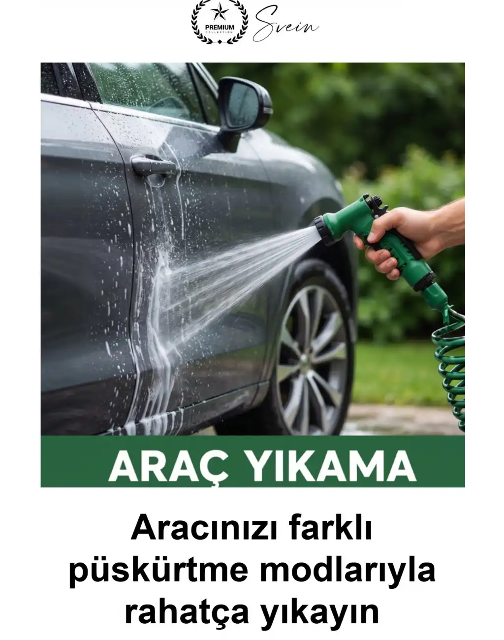 15 Metre Spiral Bahçe Hortumu Otomatik Toparlanan Esnek Hafif Dayanıklı Dolaşmayan Kıvrılmaz Bükülmez Çok Modlu Fonksiyonel Püskürtme Tabancalı Set Araç Yıkama Sulama Teras Zemin Temizlik Dış Mekan