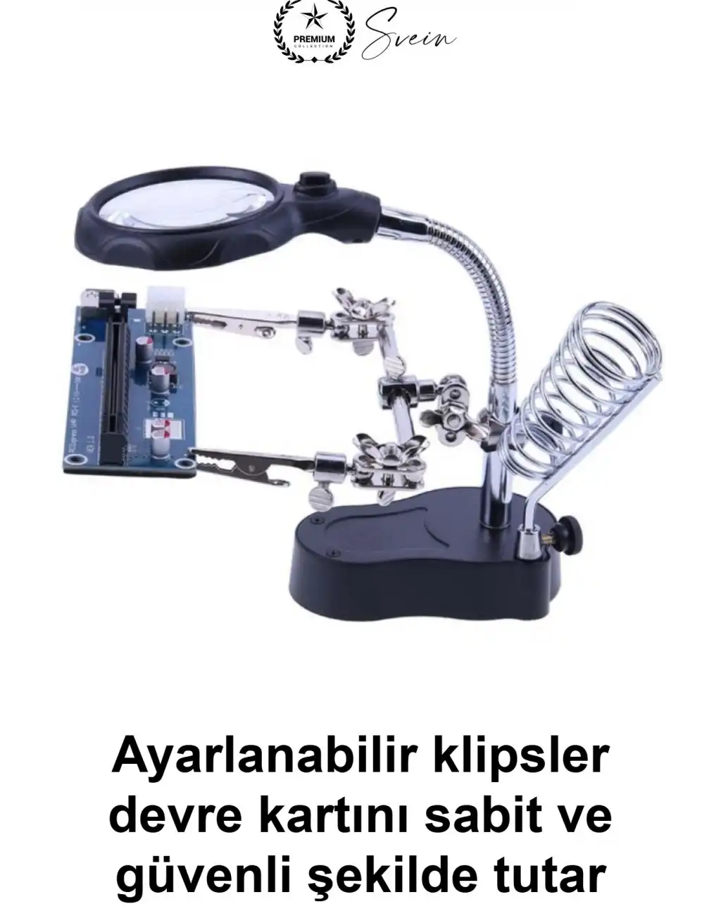 #HavyaStandı Mercekli Büyüteçli Havya Tutucu Işıklı Lehim Altlığı Elektronik Tamir Klipsli Üçüncü El Hassas Montaj Aparatı Metal Adaptörlü Saat Mücevher Maket Hobi Lehimleme Seti Devre Kartı Onarım
