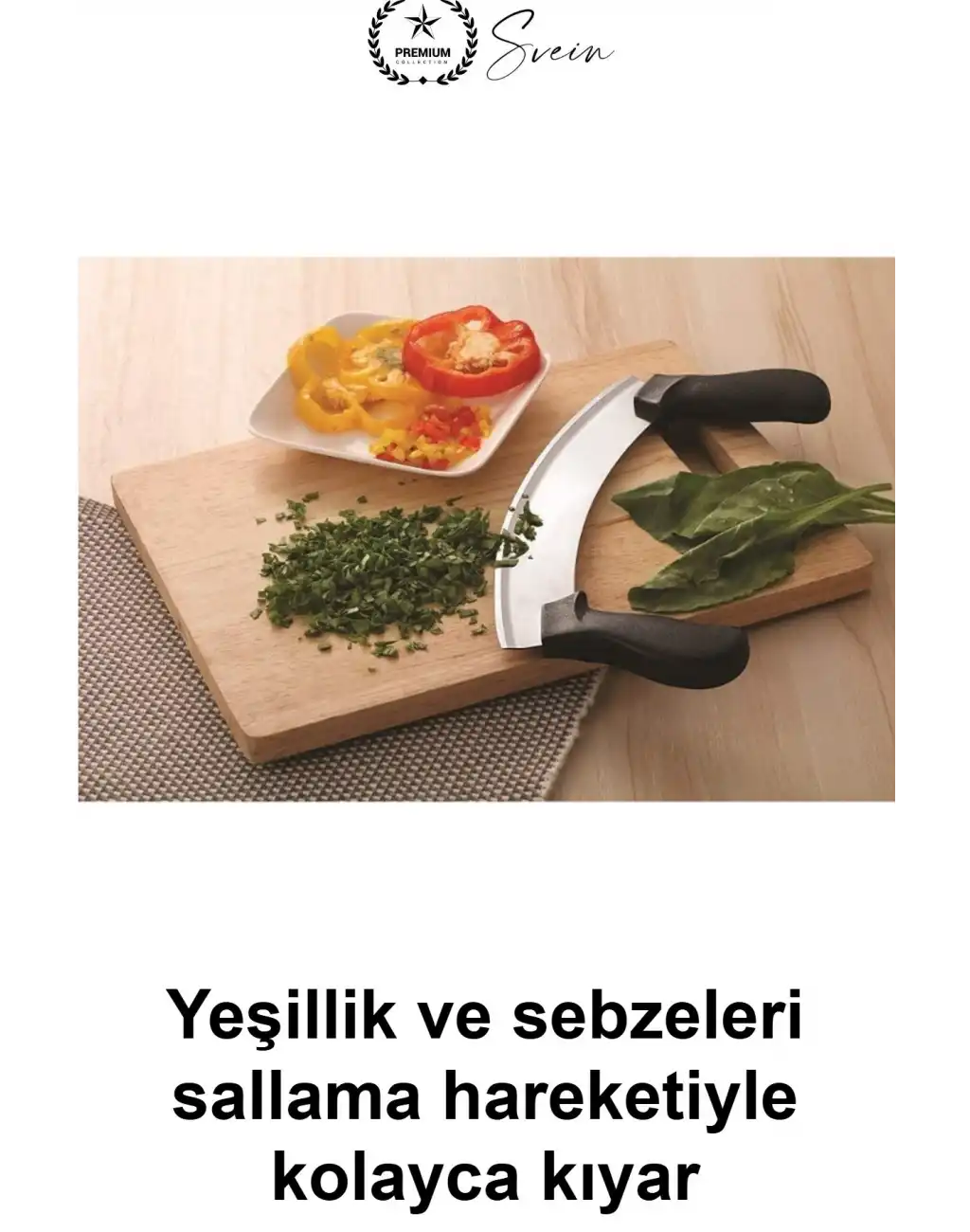 Yarım Ay Satır Kıyma Bıçağı Paslanmaz Çelik 25.5 cm Çift Saplı Sebze Doğrama Yeşillik Maydanoz Soğan Sarımsak Et Kıyıcı Pizza Dilimleme Kesici Mutfak Zırhı Bakalit Sap Bulaşık Makinesinde Yıkanabilir