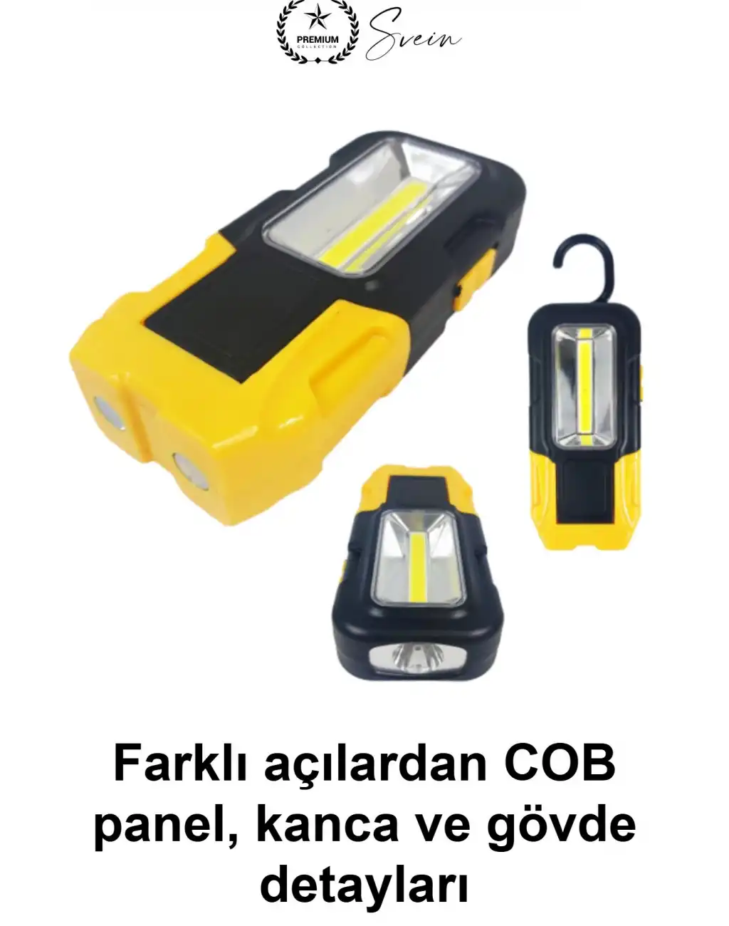 Pilli COB LED Çalışma Lambası Mıknatıslı Kancalı Taşınabilir Projektör Işık Kamp Feneri Garaj Tamirhane Oto Bakım Acil Durum Aydınlatması 20 Metre Menzilli Kablosuz Seyyar Çok Amaçlı Askılı Model
