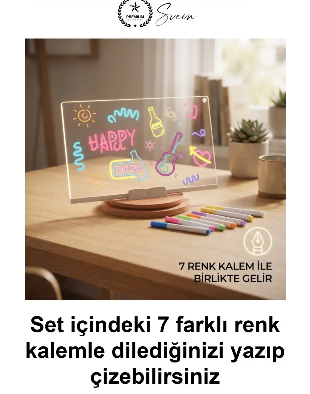 #LedYazıPanosu DIY Işıklı Not Tahtası Gece Lambası Akrilik Masaüstü Mesaj Levhası 7 Renk Kalem 6 Çizim Şablonu Hediyeli Dekoratif Aydınlatma Çocuk Odası Kafe Restoran Tabela Kişiselleştirilebilir